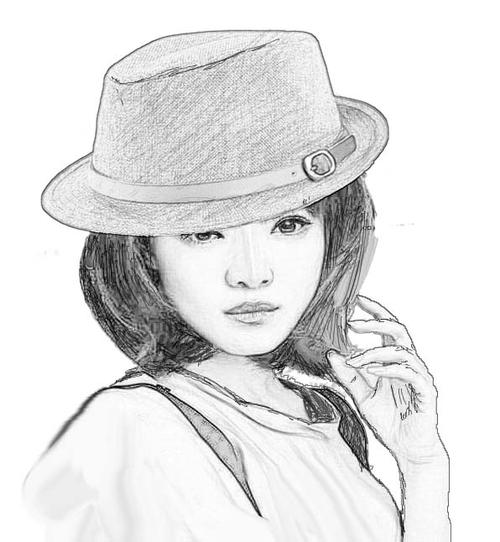 素描少女头像带帽： 要再遇见多少人 才能冲淡你在我心中的分量。