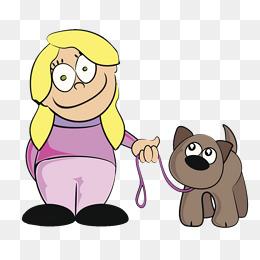 牵着狗的女生动画头像：我们可以耐心等幸福可以来的慢一些只要它是真的。不喜欢勾心斗角不喜欢被算计不喜欢假假的友情。
