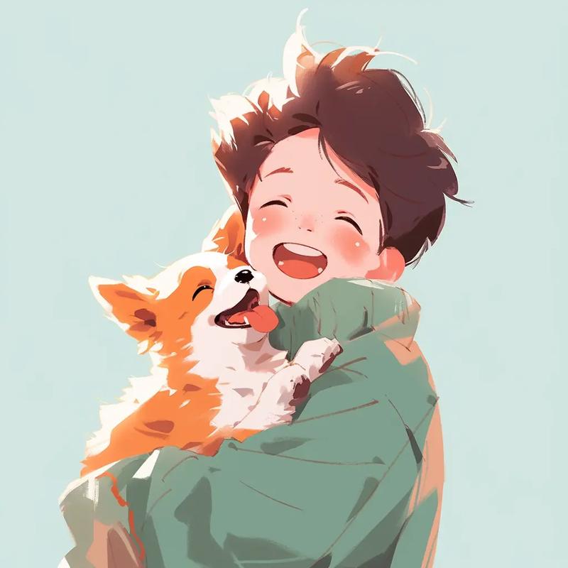 男生抱着小狗的情侣头像图片： 与人为善是教养