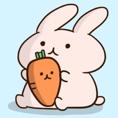 小兔子吃萝卜动漫头像：海底月是天上月