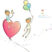 情侣卡通头像气球：亲爱、我们拥有一些很单纯的小幸福