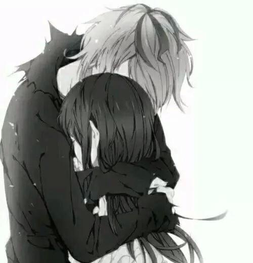 抱在一起的黑白情侣头像图片：世上最幸福的事：坏脾气的她遇到好脾气的他