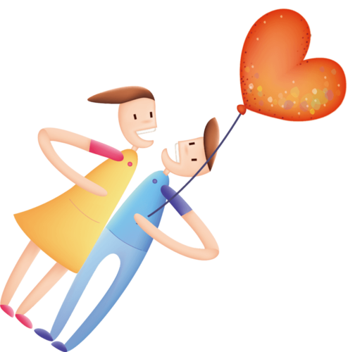 情侣头像一左一右卡通气球：不是在最好的时光遇见了你