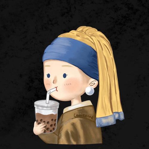 喝奶茶卡通人物头像图片： 我其实不是那么喜欢喝酸奶吃甜筒冰淇淋的 。我只是很喜欢你
