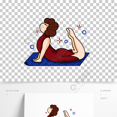 卡通女生头像瑜伽：今天是母亲节