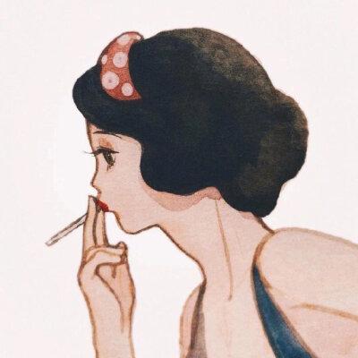 迪士尼公主搞怪抽烟头像 图文：单身的快乐