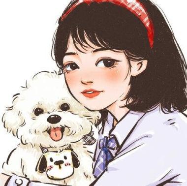 一个女孩抱着一只狗漫画头像图片：4 你是真的喜欢还是就想谈恋爱。