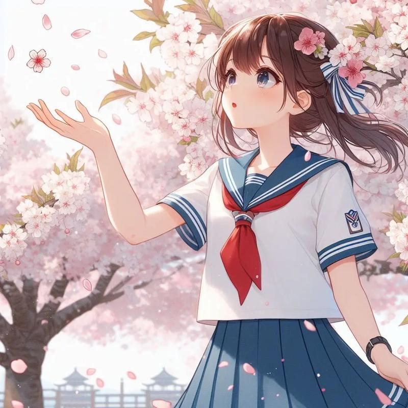 樱花树女生动漫头像可爱版：夏天