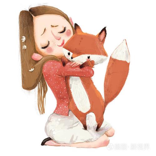 女生抱着狐狸的漫画头像： 让我以世纪为单位