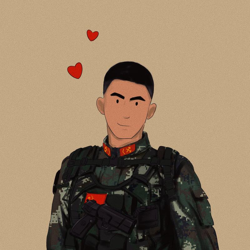 军人卡通头像男生手绘图：谈恋爱有什么意思
