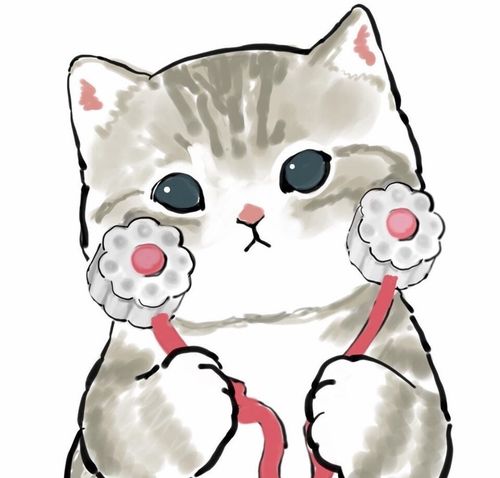 白色猫咪情侣头像可爱动画：把妳的心給我