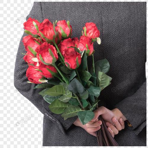 情侣头像图片男生手背拿红玫瑰：我有钱之后