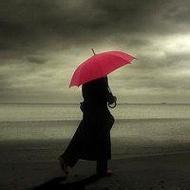 伤感雨中撑伞倒影头像： 孤独一人也没关系