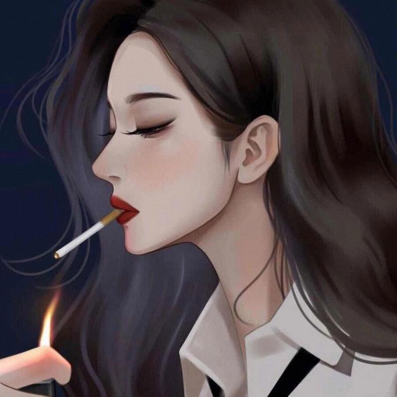 吸烟动漫图片女生头像高清图：思念一个人的滋味