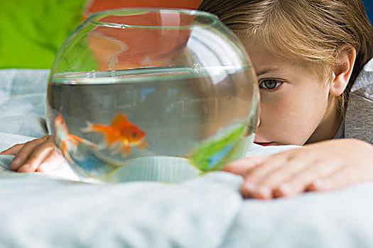 一个小孩盯着鱼缸头像：长发的时候想剪短