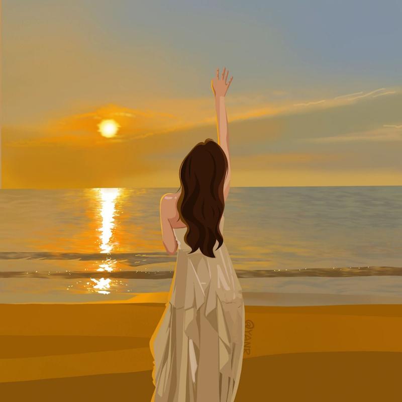 日落有人物的头像怎么画：想去海边看日落看日出