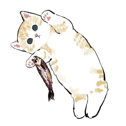 猫叼鱼的卡通头像：它是我的宠物