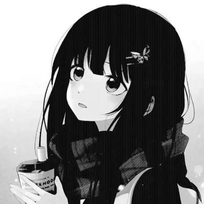 女生头像黑白侧影动漫可爱：一直很怎中奶茶 没去冰 没少糖 没少喝
