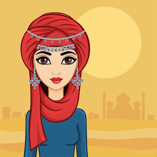 卡通美女头像中东系列：她