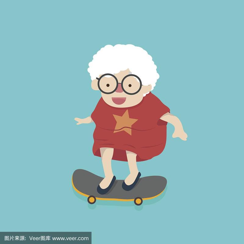 中国老太太滑板头像图片高清：​