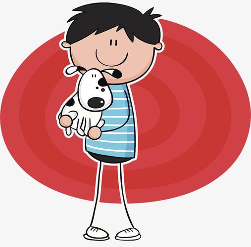 卡通男抱小狗头像图片：生活有太多细碎的美·知足