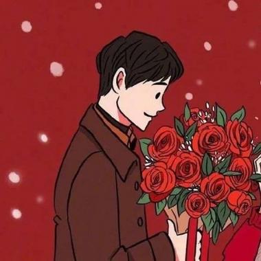 动漫新年情侣头像红色背景：一个你