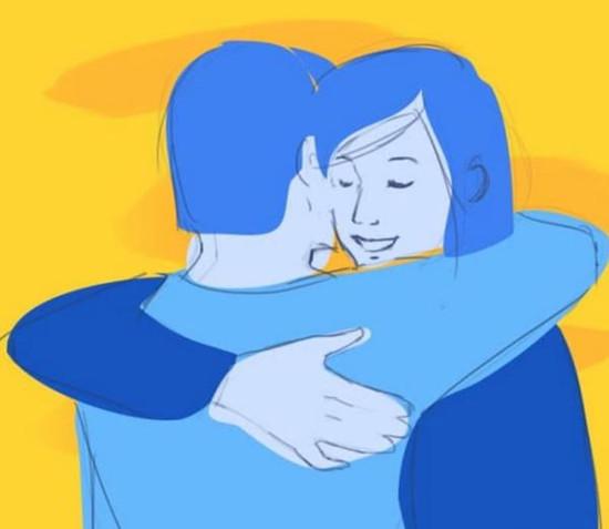 男女拥抱的动画头像图片：人的一生会碰见很多心动的人
