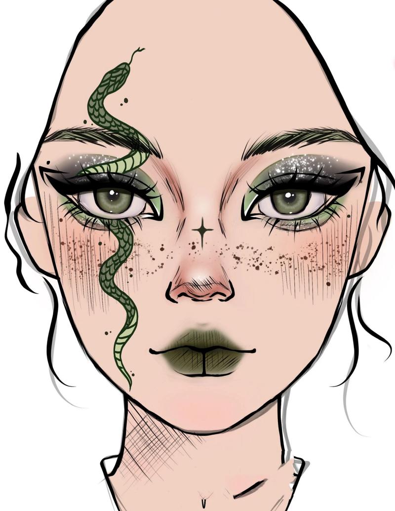 手绘蛇蝎美人头像： 明明心里是很疼爱妈妈,但嘴里总是不停的和她吵着架。