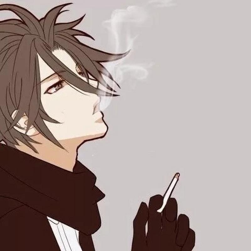 帅气的动漫头像男生冷酷抽烟：我不会扔掉骄傲向谁低头。就算与全世界为敌