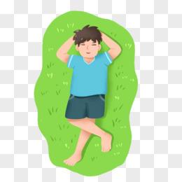 男孩躺在草地上的漫画头像可爱：儿童节我想起了谁