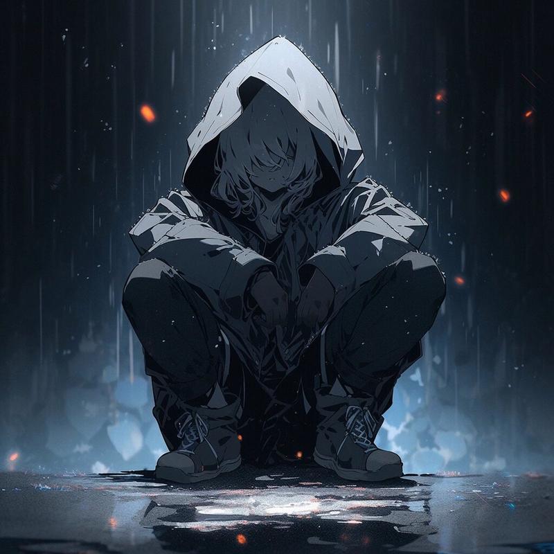 一个站在雨中的头像男： 一块孤独的石头坐满整个天空。他说：在这一千年里我只热爱我自己。
