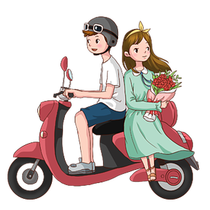 骑摩托的头像情侣动漫：女人老了才知道哪个男的爱你。