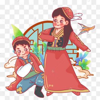 母亲和儿子的头像维吾尔族：祝妈妈同自己节日快乐