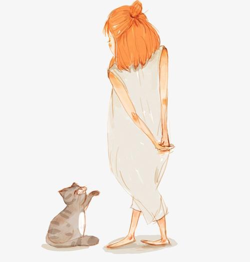 美女和猫背影头像图片卡通女： 哪有这么多说散就散
