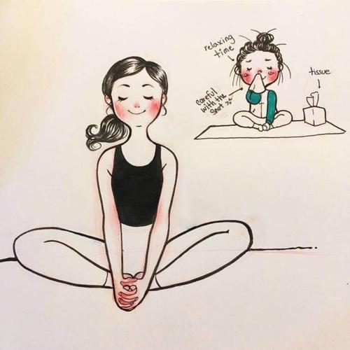 卡通女生头像瑜伽：今天是母亲节