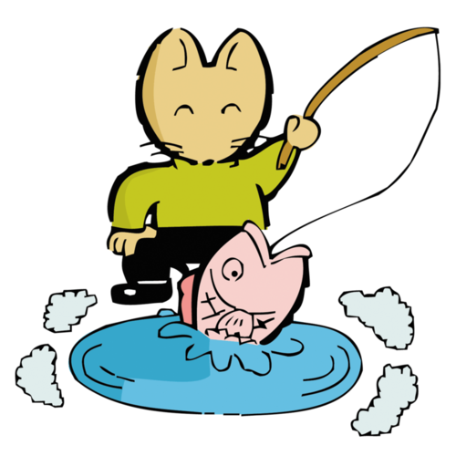 卡通猫咪钓鱼头像：别的不想解释