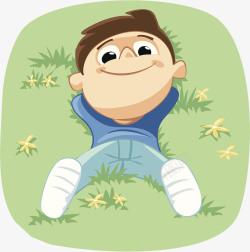 男孩躺在草地上的漫画头像可爱：儿童节我想起了谁