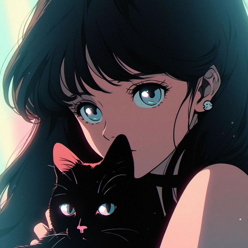 黑猫和女孩的头像情侣动漫：何为古风？莫不是为报君恩游士劳