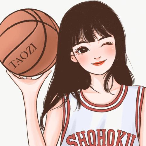 手绘篮球头像女生： 我想给的并不是只有回忆。