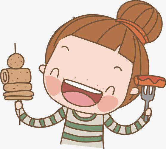 可爱小女孩吃东西的头像动漫版图片：生活不止眼前的苟且