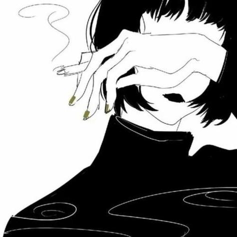 女孩卡通抽烟的头像图片：因为你在风里