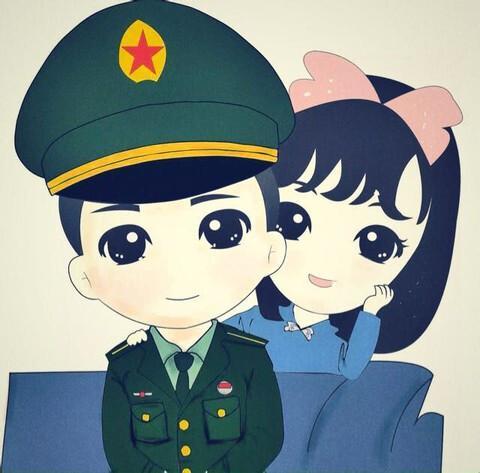 军人护士情侣漫画头像