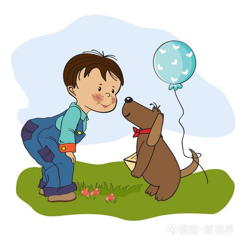 一个小孩和狗狗的头像动漫：养狗是唯一一种金钱能买到的爱。