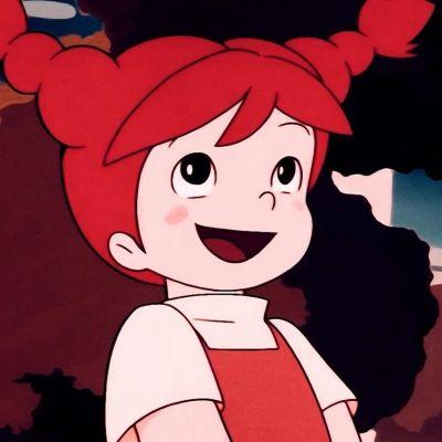 卡通女生头像图片红色头发： 海上月是天上月