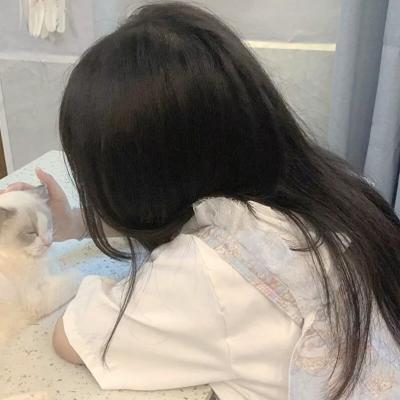 女生抱只猫的背影情侣头像真人： 我在墙角倒立着