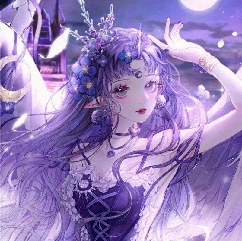 梦幻紫色系女生动漫头像： 我想成为一个温柔的人