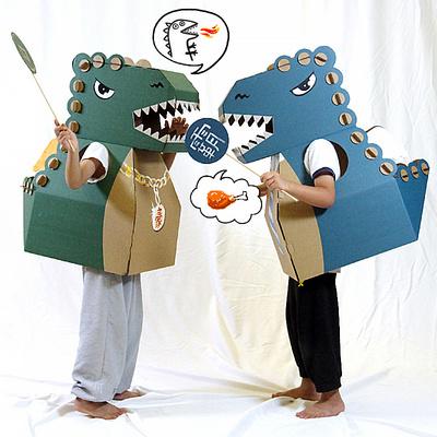 纸箱恐龙头像：如果多吃鱼可以补脑让人变聪明的话