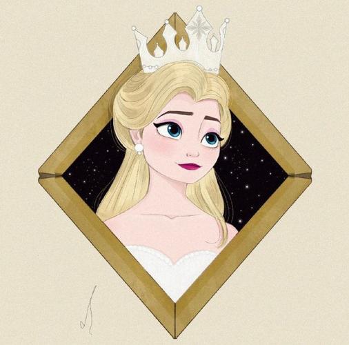 迪士尼公主戴上皇冠手绘头像图片：如果再见不能红着眼