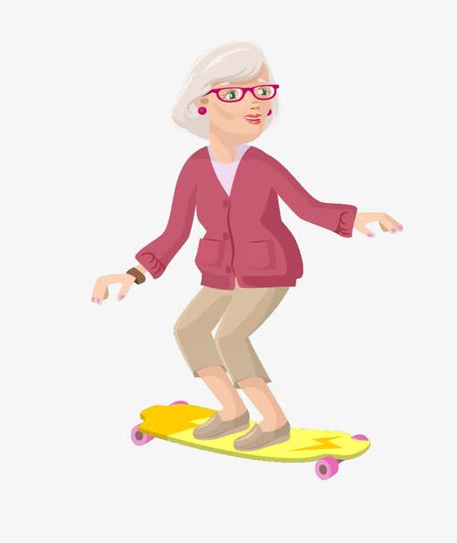 搞笑女老太太滑板头像图片：我只是个仙女