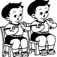 儿童双胞胎背影头像：有一种友谊叫做“陪我去小卖部”“不去”“我请你”“走”。　　　　